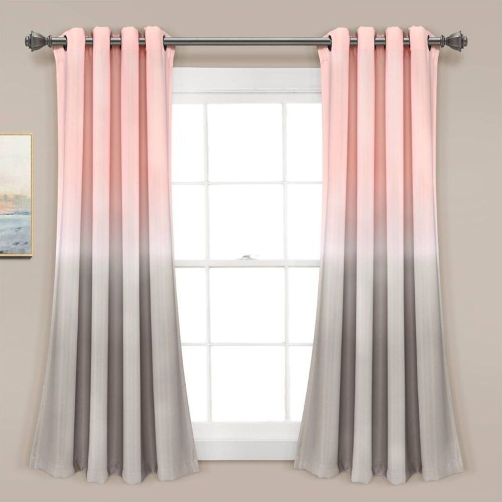 Lush Decor - Set of 2 (63"x52") Umbre Fiesta Light Filtering Wi Blush/Gray